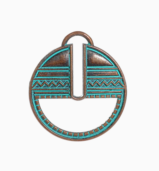 Antique Copper Patina Blue Boho Pendants Charms 10pcs
