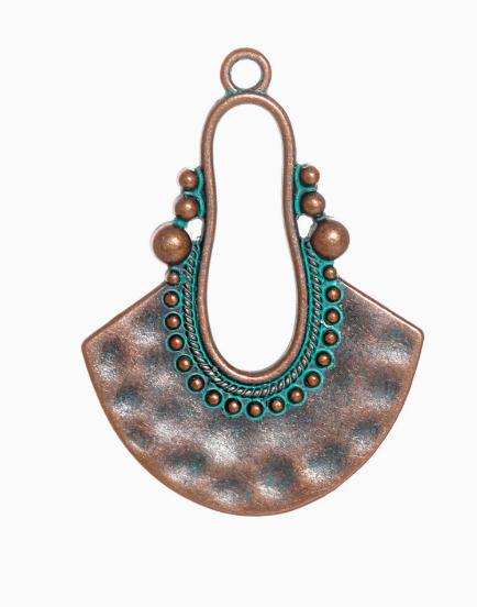 Antique Copper Patina Blue Boho Pendants Charms 10pcs