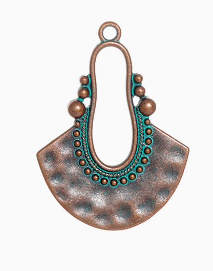 Antique Copper Patina Blue Boho Pendants Charms 10pcs