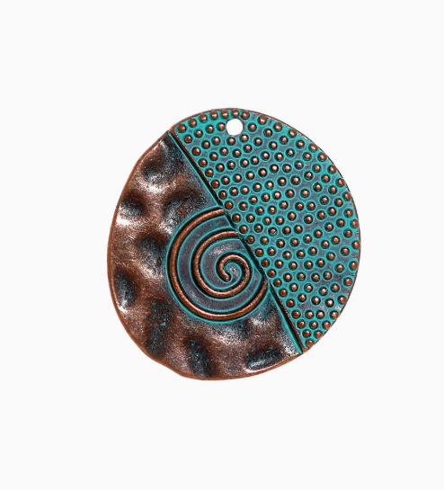 Antique Copper Patina Blue Boho Pendants Charms 10pcs