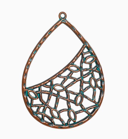 Antique Copper Patina Blue Boho Pendants Charms 10pcs