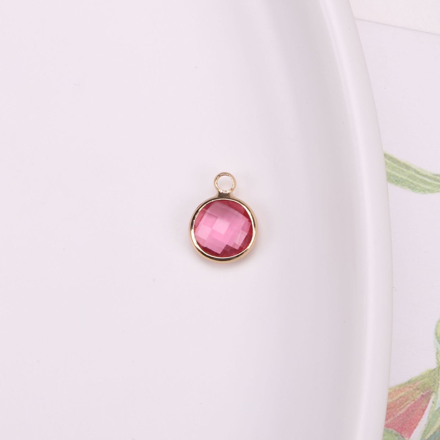 Birthstone charms, Round Rhinestone Charms Pendants, 12mm, 100pcs