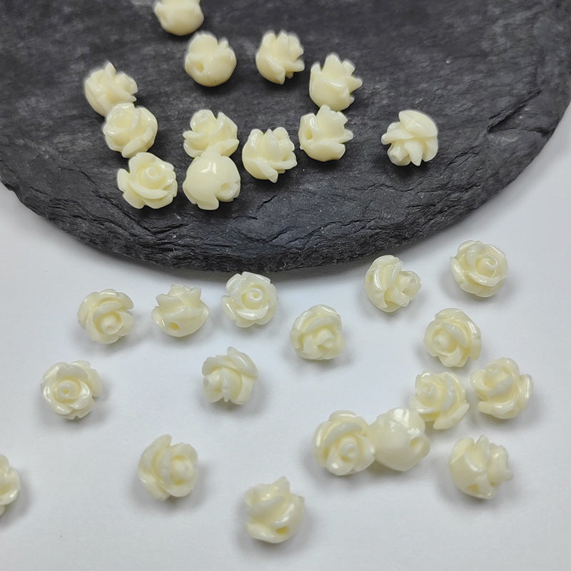 Shell powder flower beads, Shell Beads, Rose beads, Flower Beads, 6mm, 10mm 200pcs