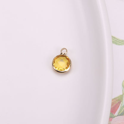 Birthstone charms, Round Rhinestone Charms Pendants, 12mm, 100pcs
