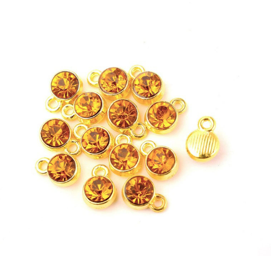 Birthstone charms, Rhinestone Charms Pendants, 10mm, 500pcs