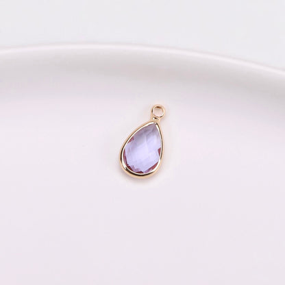 Birthstone charms, Teardoops Rhinestone Charms Pendants, 12-22mm, 100pcs