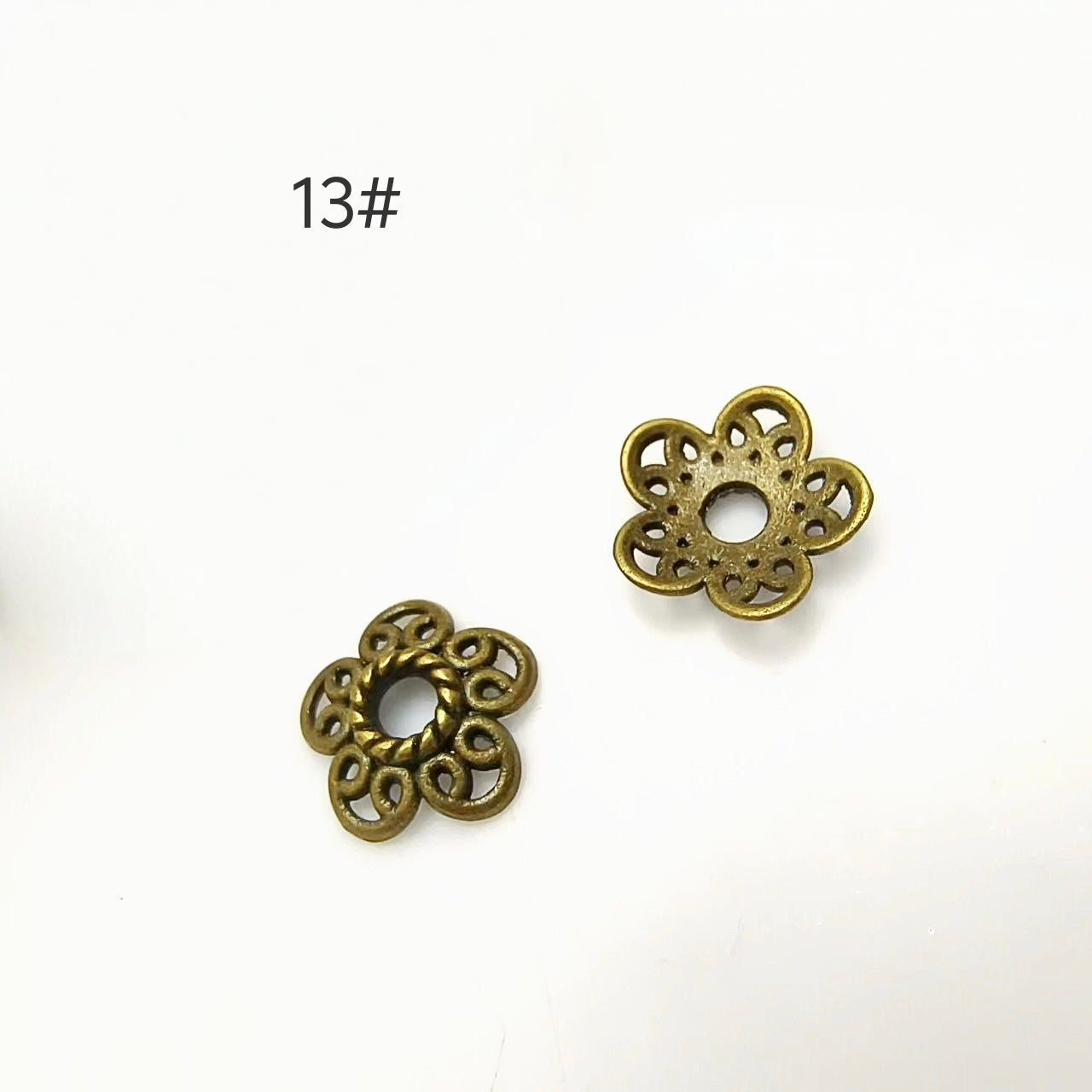 Antique Bronze Plated Filigree Flower Bead Caps, 50pcs