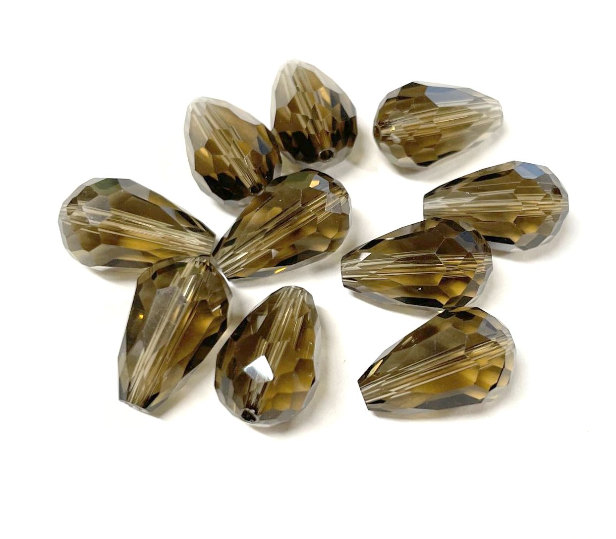 Glass Faceted Teardrops, 5-15mm