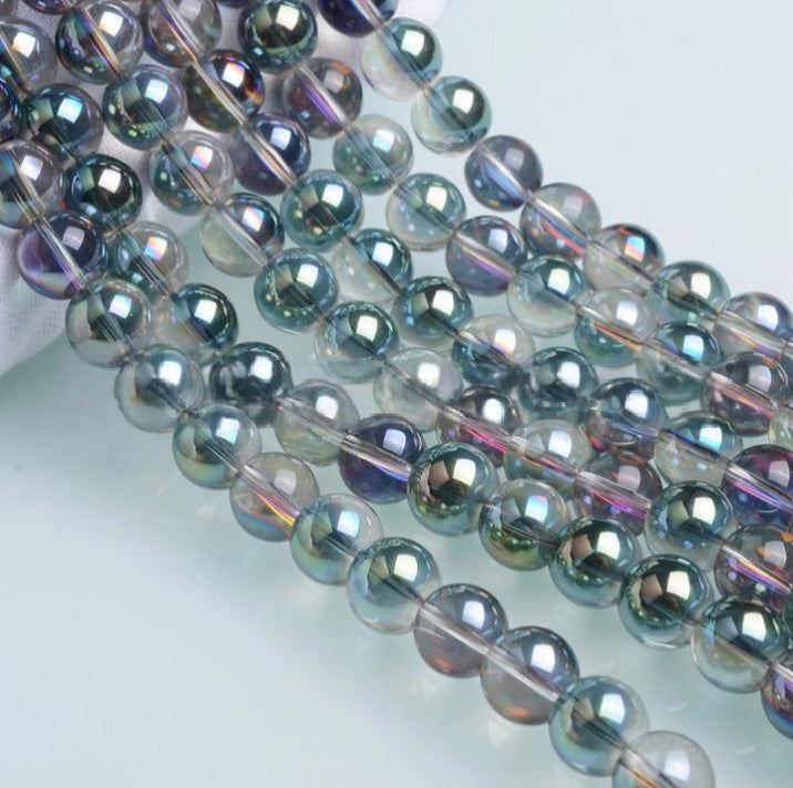 Iridescent Beads, Glass Beads , Round Glass Beads, 2-12mm, 20 strands