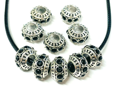 Rhinestone Charms， European Charms， Large Hole Spacer Beads，150pcs