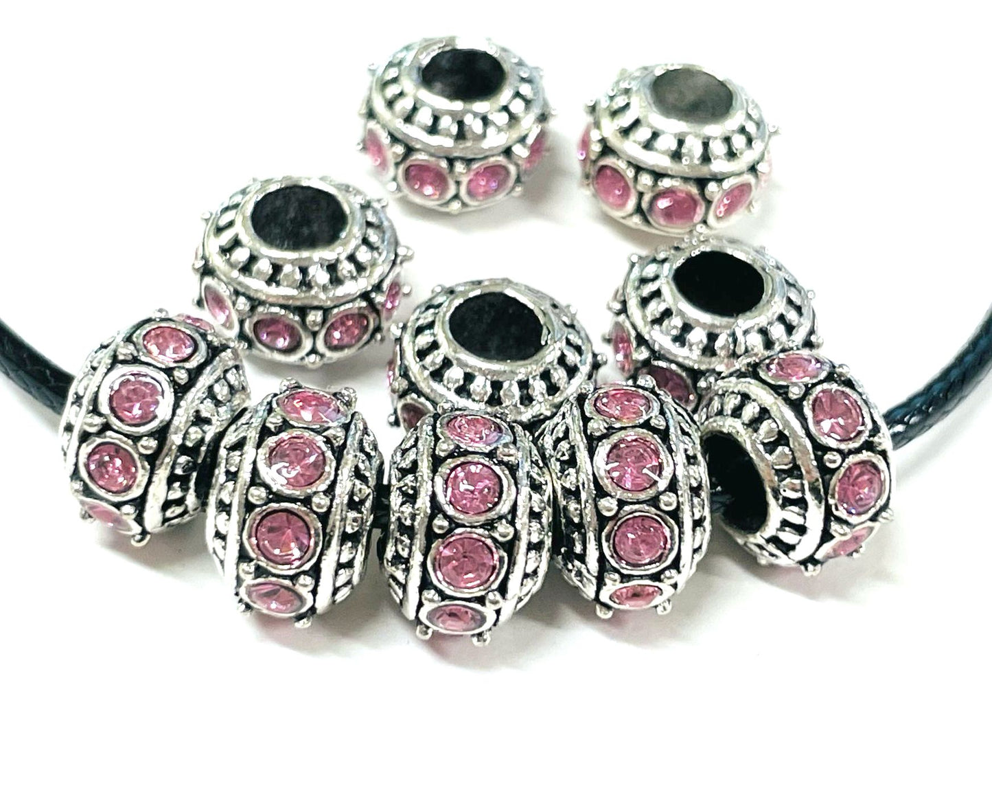 Rhinestone Charms， European Charms， Large Hole Spacer Beads，150pcs
