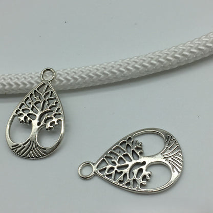 Antique silver Oval Tree Charms Pendant, 32x21mm,10pcs