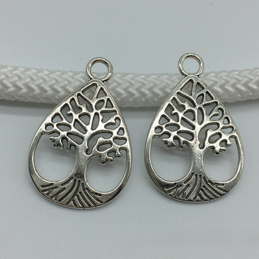 Antique silver Oval Tree Charms Pendant, 32x21mm,150pcs