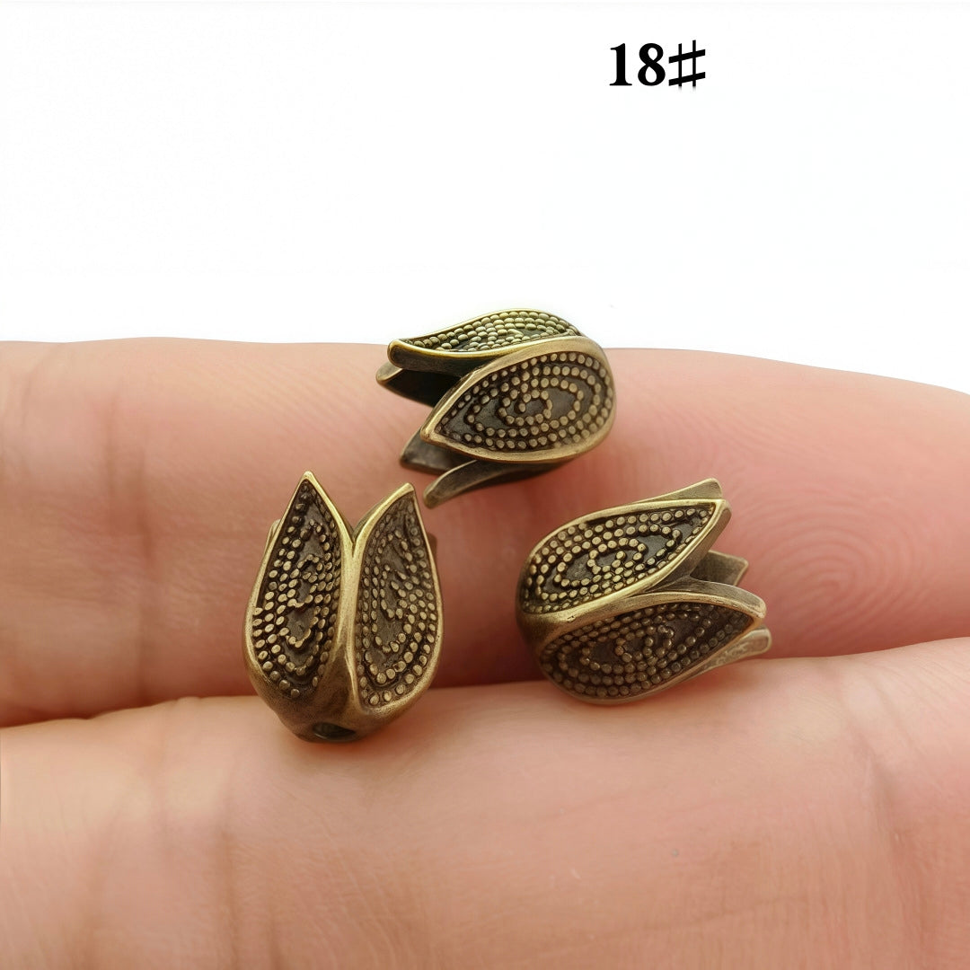 Antique Bronze Plated Filigree Flower Bead Caps, 50pcs
