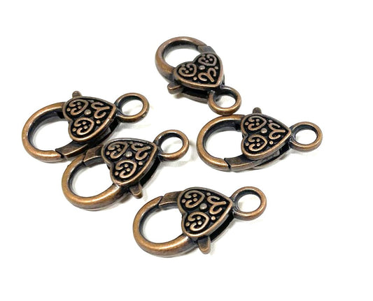 Lobster Claw Clasps,  Heart, 100pcs (JZ-1128)