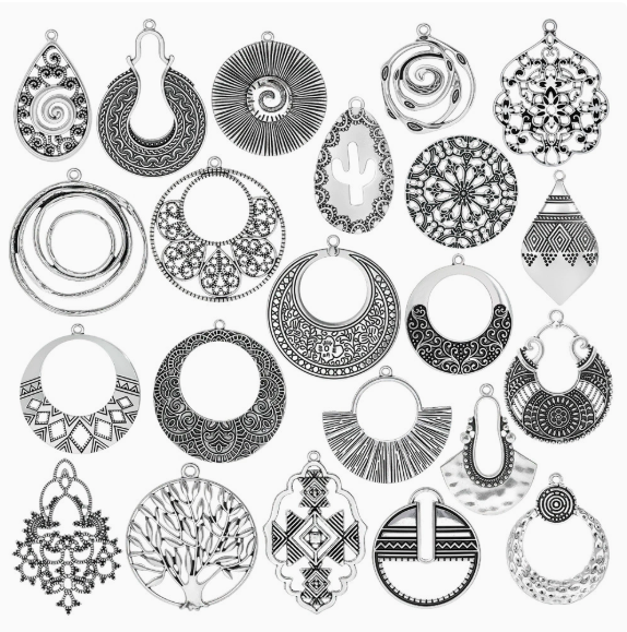 Antique Silver Boho Charms 10pcs