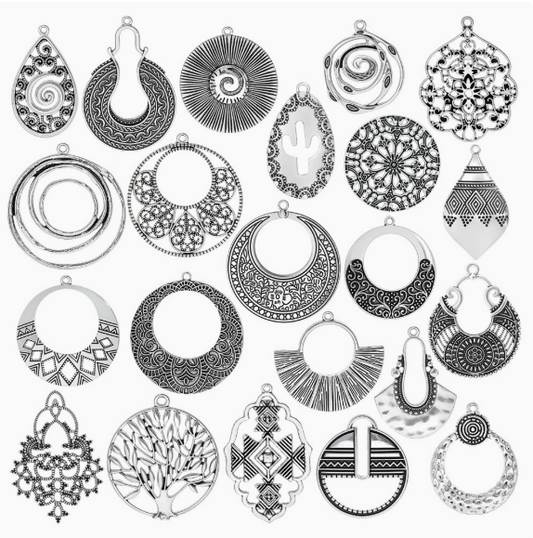 Antique Silver Boho Charms 10pcs