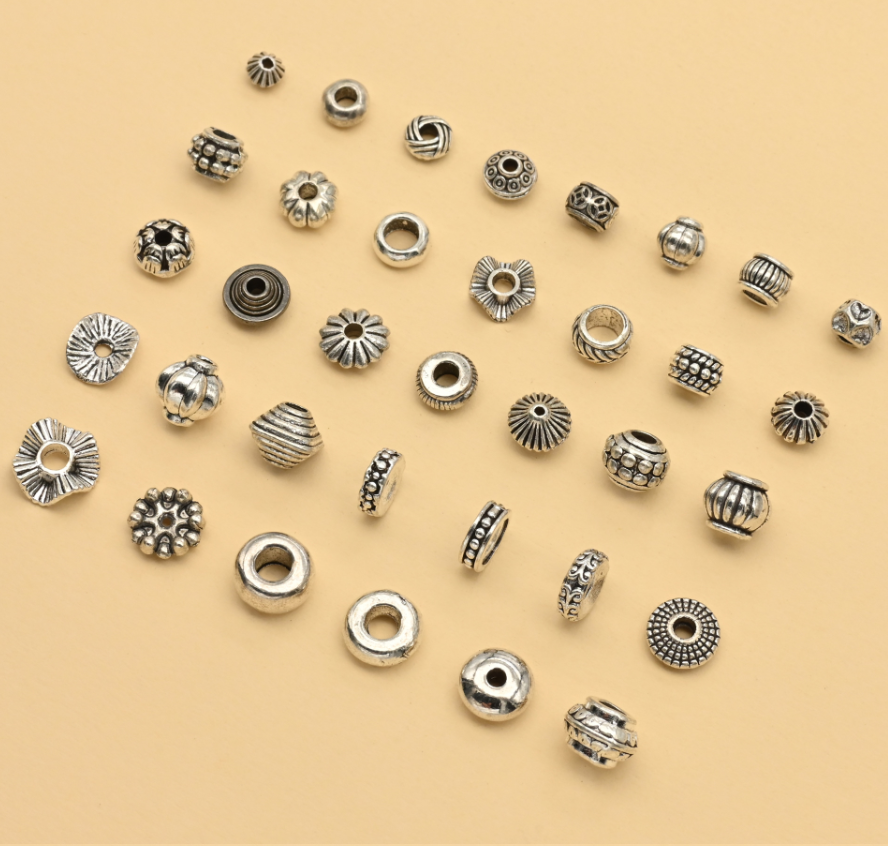 Antique Silver Spacer Beads, 50pcs