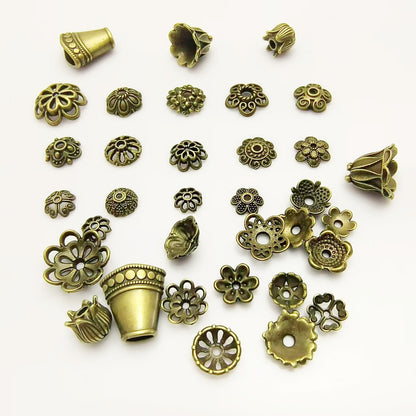 Antique Bronze Plated Filigree Flower Bead Caps, 50pcs