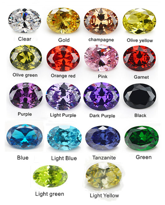 4-12mm,  Oval Cubic Zircon Beads, 50 pcs