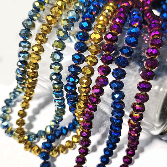 4mm,6mm, 8mm, 10mm Electroplated Metallic color Roundelle Glass beads, 50 strands