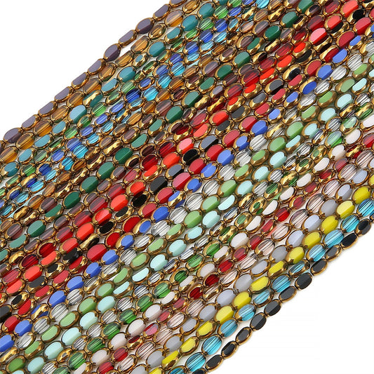 5mm,6mm, Rice Grain Glass beads with golden edge, 30 strands
