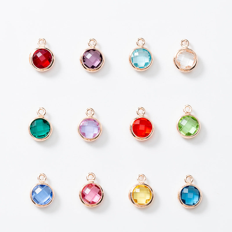 Birthstone charms, Round Rhinestone Charms Pendants, 12mm, 100pcs