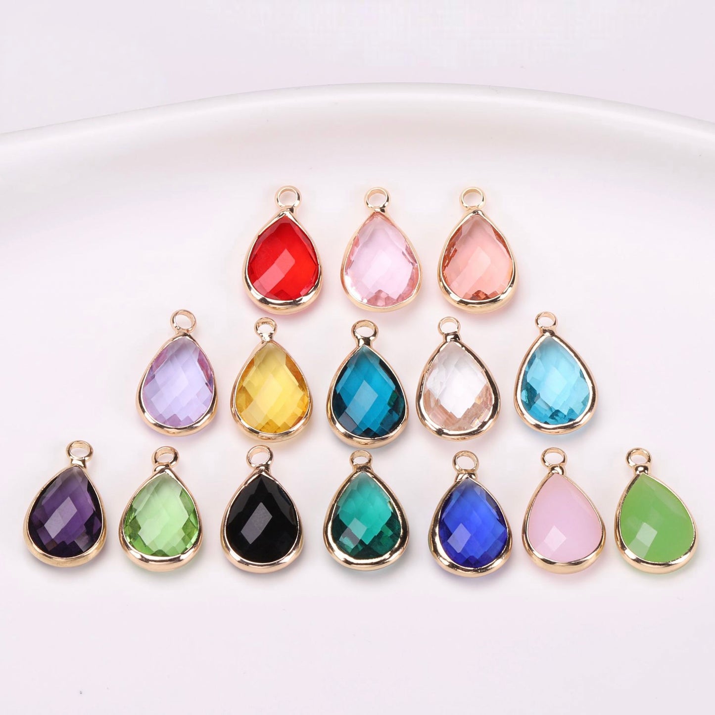 Birthstone charms, Teardoops Rhinestone Charms Pendants, 12-22mm, 100pcs
