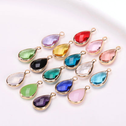 Birthstone charms, Teardoops Rhinestone Charms Pendants, 12-22mm, 100pcs