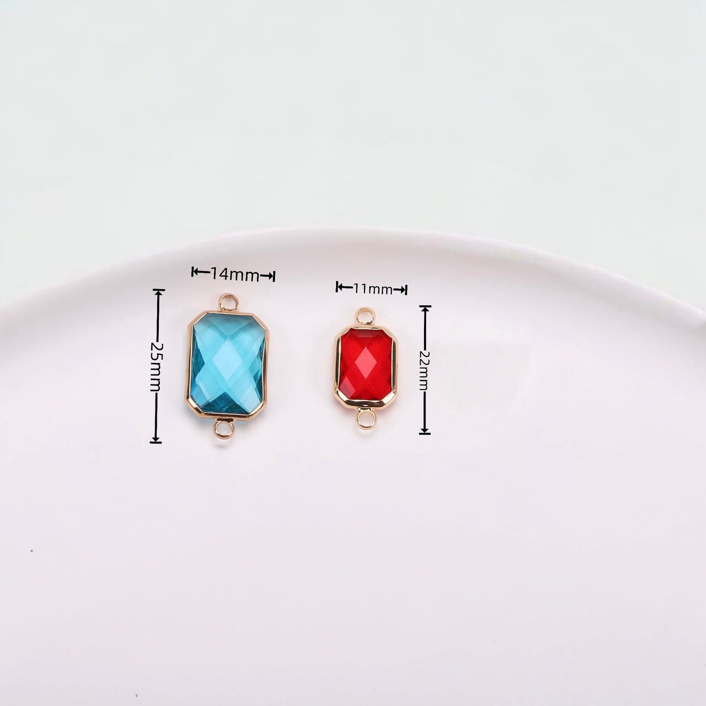 Birthstone charms, Rectangle Rhinestone Charms Pendants, 22-25mm, 100pcs