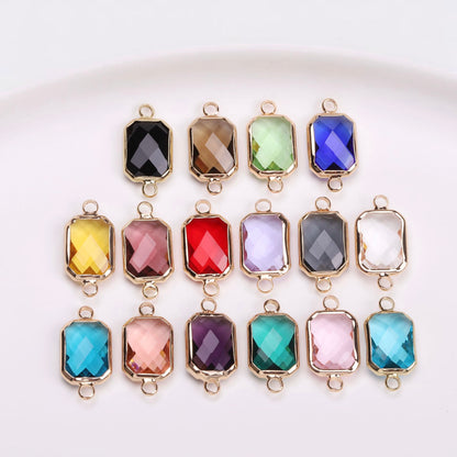 Birthstone charms, Rectangle Rhinestone Charms Pendants, 22-25mm, 100pcs