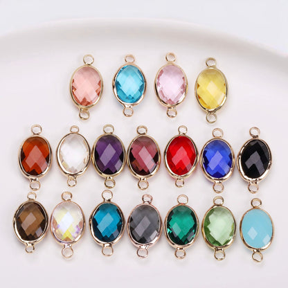 Birthstone charms, Ellipse Rhinestone Charms Pendants, 15-25mm, 100pcs