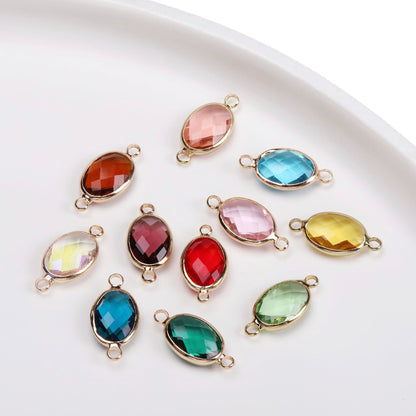 Birthstone charms, Ellipse Rhinestone Charms Pendants, 15-25mm, 100pcs