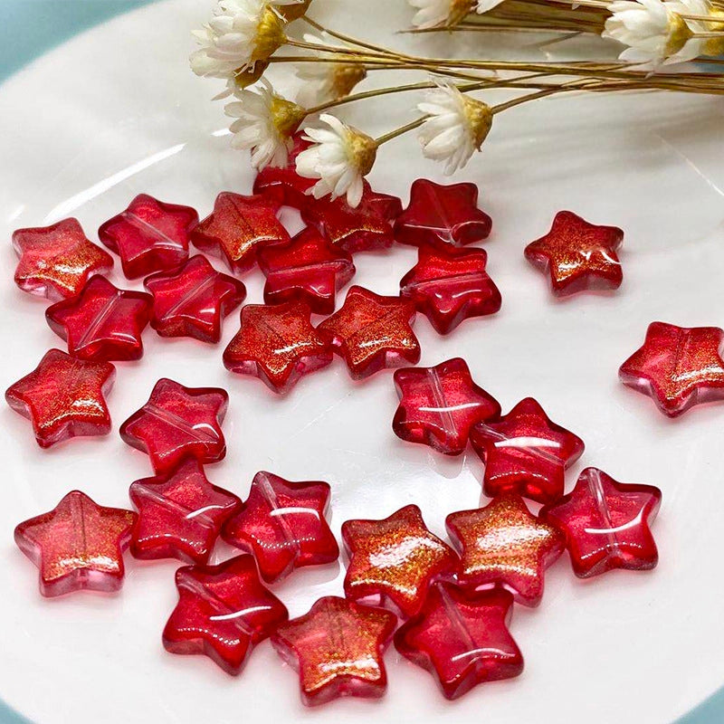 Star Glass Beads, Five-pointed Star 10mm, 500pcs