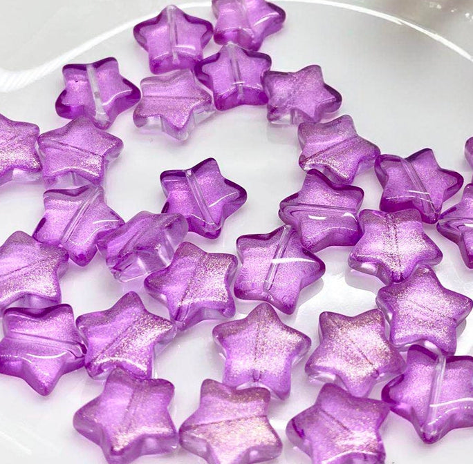 Star Glass Beads, Five-pointed Star 10mm, 500pcs