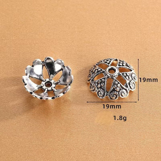 Antique Silver Bead Caps, Flower Caps