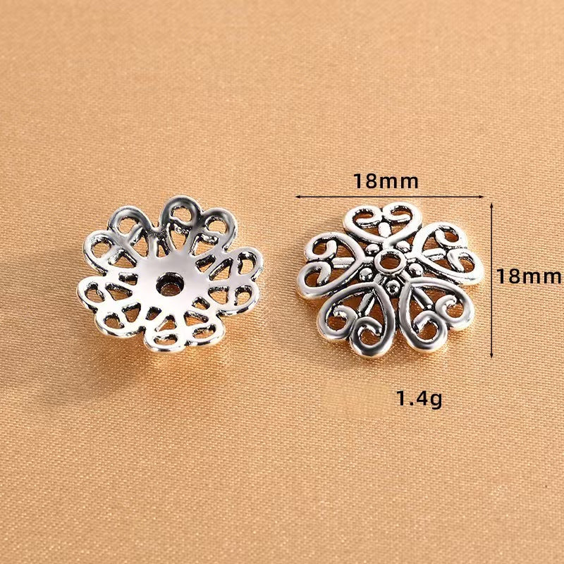 Antique Silver Bead Caps, Flower Caps