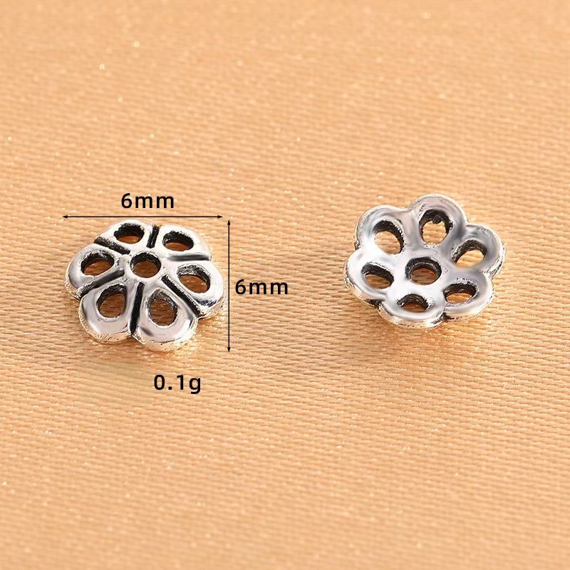 Antique Silver Bead Caps, Flower Caps