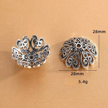 Antique Silver Bead Caps, Flower Caps