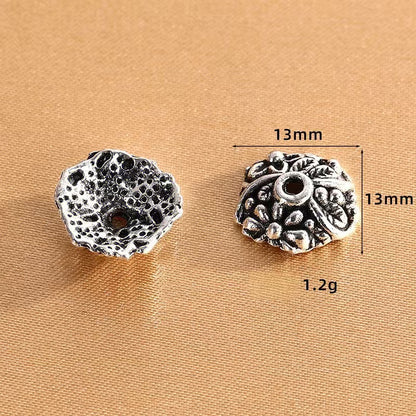 Antique Silver Bead Caps, Flower Caps