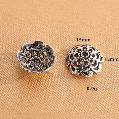 Antique Silver Bead Caps, Flower Caps