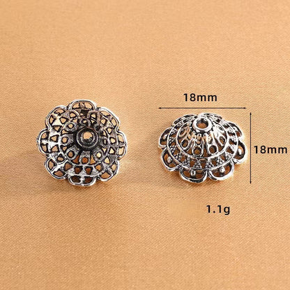 Antique Silver Bead Caps, Flower Caps