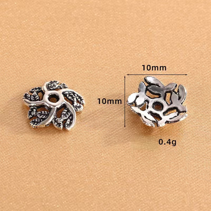 Antique Silver Bead Caps, Flower Caps