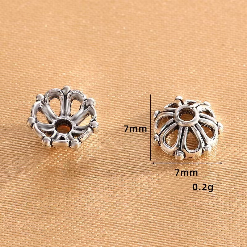 Antique Silver Bead Caps, Flower Caps