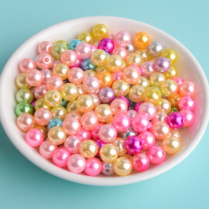 Acrylic Pearls, with holes, 4-12mm, 500 grams