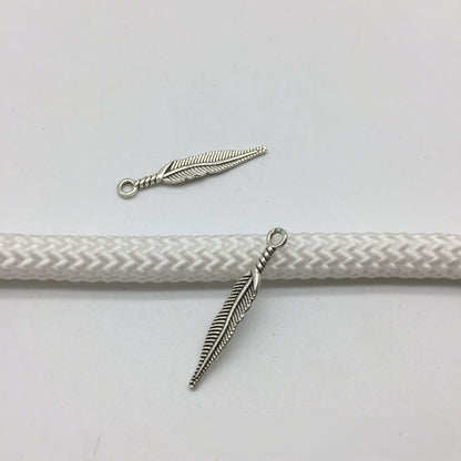 Antique Silver Feather Charms Pendants, 20pcs