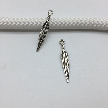 Antique Silver Feather Charms Pendants, 20pcs