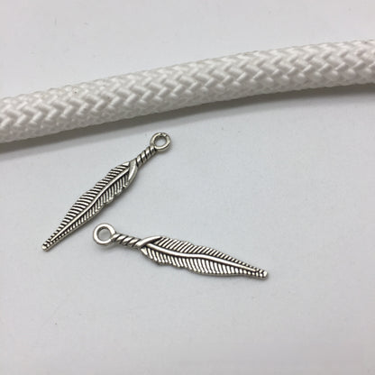 Antique Silver Feather Charms Pendants, 20pcs
