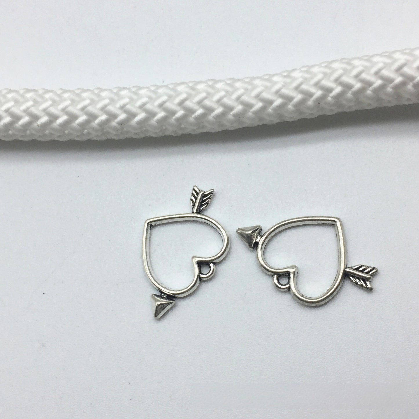 Antique Silver Cupid Heart Charms Pendant, 20pcs