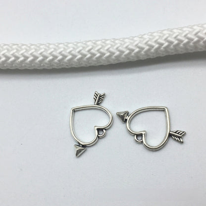 Antique Silver Cupid Heart Charms Pendant, 20pcs